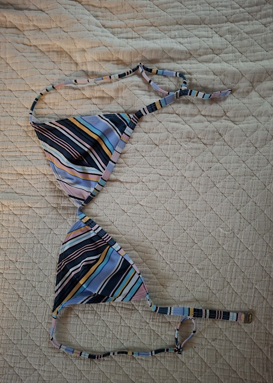 Colorful Striped Bikini Swim Top Medium